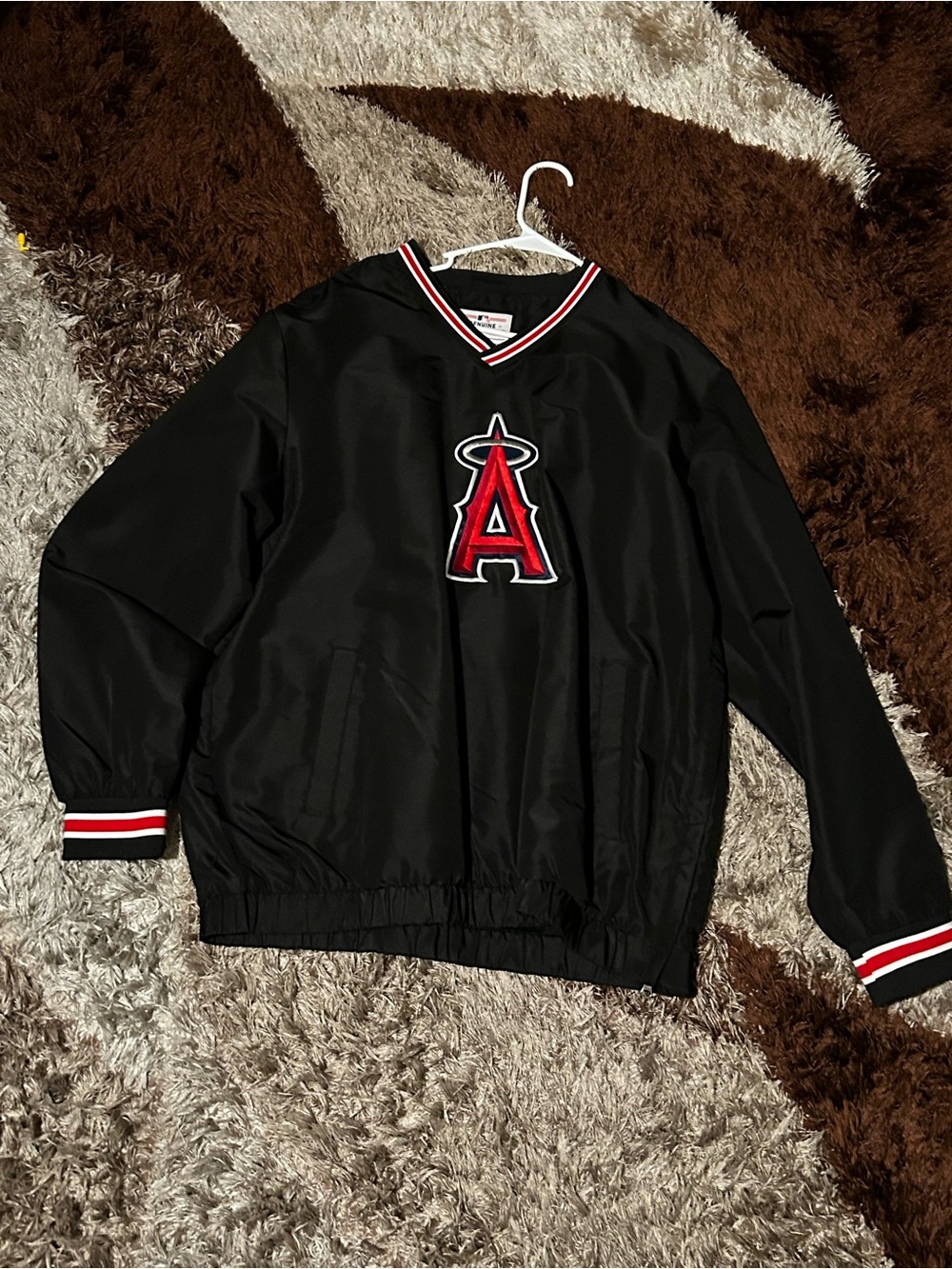 Los Angeles Angels Black Pullover Windbreaker Jacket for men